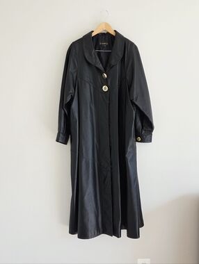 Komitor Vintage Black Leather Trench Coat Matrix Gothic Steampunk 1X